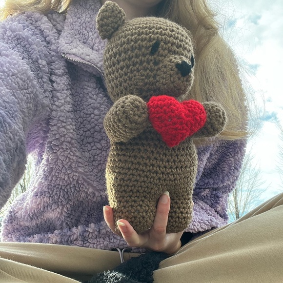 Hand Crocheted Honey the Valentine’s Day Bear Stuffed Animal Plushie! - Picture 5 of 13